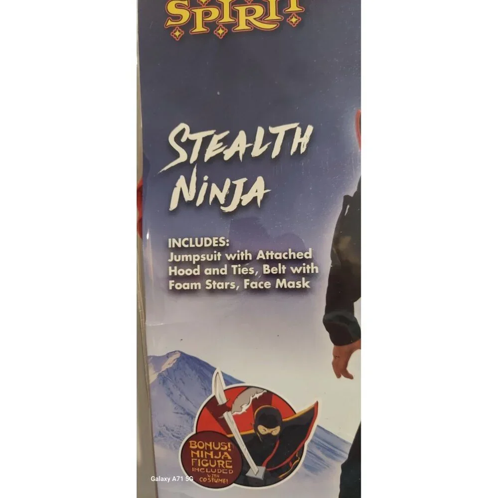 Stealth Ninja Halloween Costume Size Smal 6-8 Includes Jumpsuit Belt Mask Cospla
